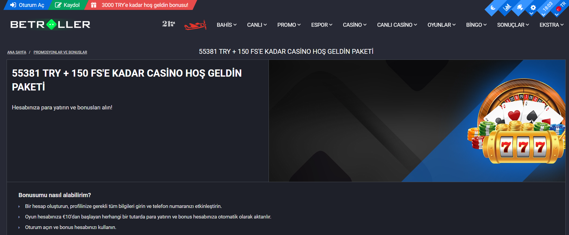 Betroller Hoşgeldin Bonusları Casino